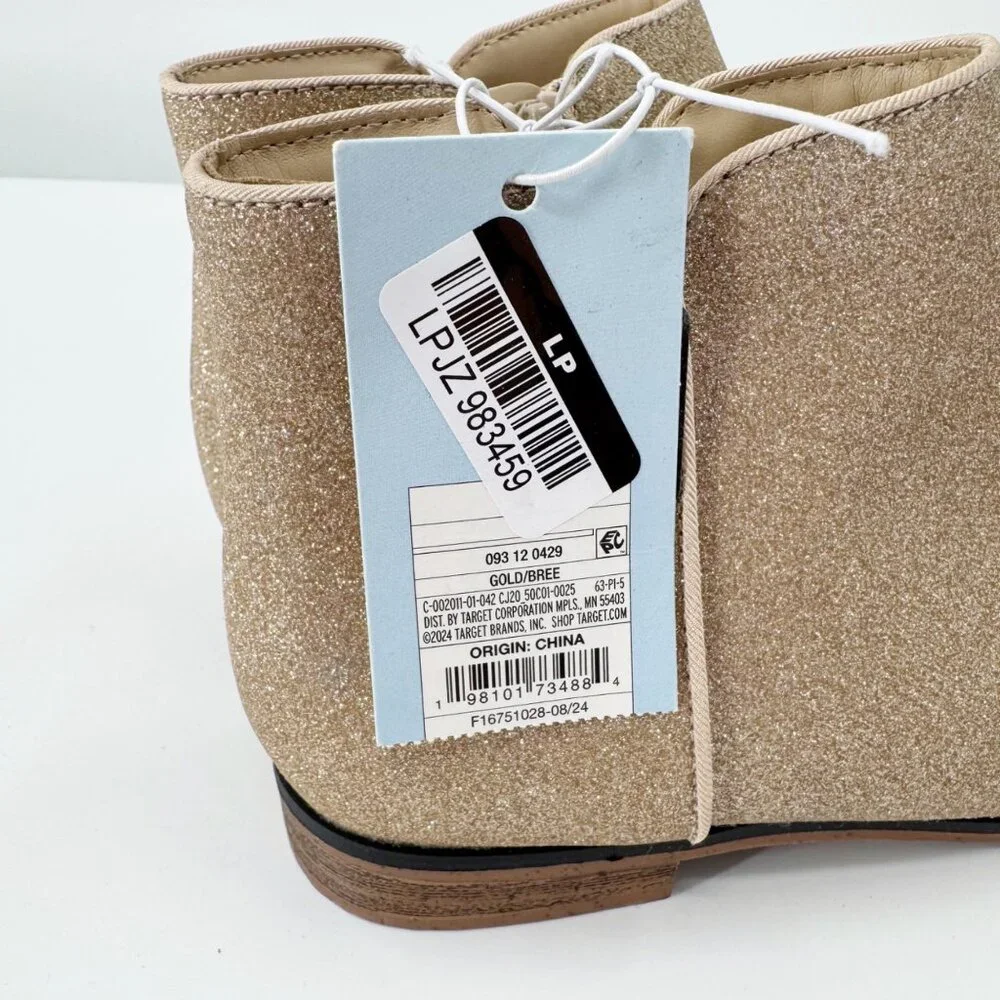 NEW Cat & Jack Kids' Bree Glitter Boots - Gold - Size 4